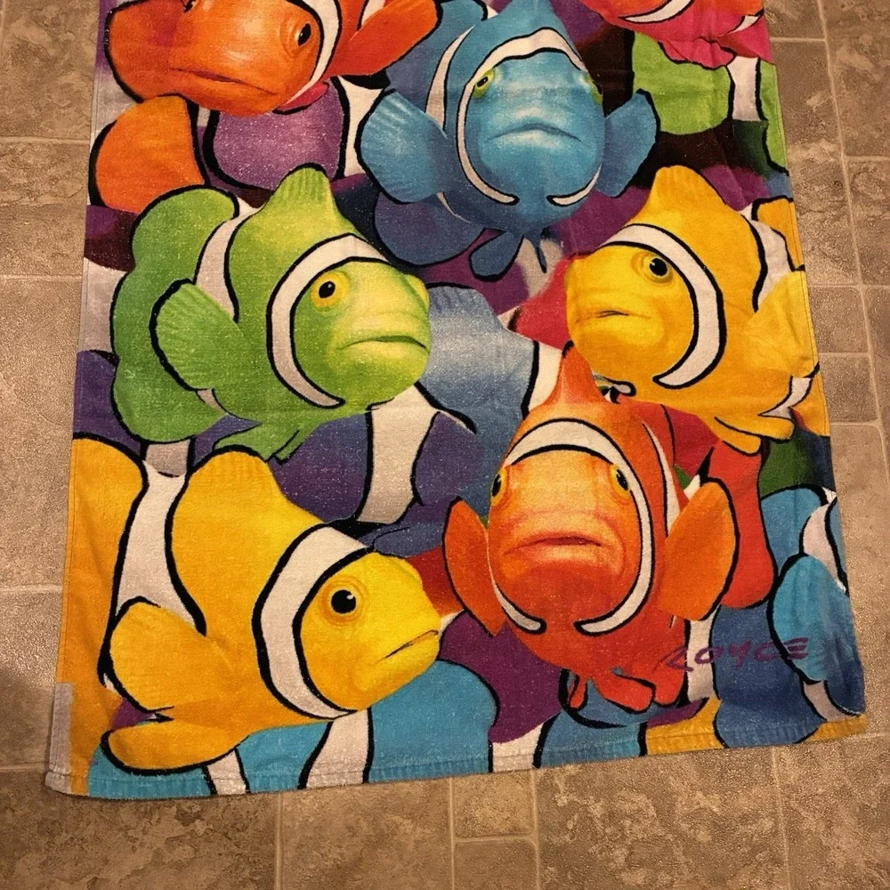 Vintage Royce Clown Fish Beach‎ Towel Large Colorful